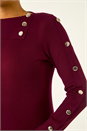 Wine Button Detail Roll Neck Jumper Dress, Image 5 of 5