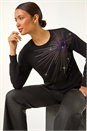 Black Starburst Hotfix Embellished Jumper, Image 1 of 5