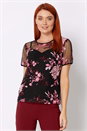 Pink Floral Mesh Embroidered Top, Image 1 of 6