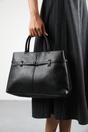 Black Flores Luxury Structured Leather Tote Bag, Image 2 of 8