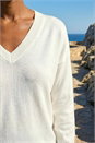 Ivory  Plain Stretch V-Neck Jumper, Image 4 of 4