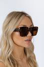 Brown SVNX Brown Bold Square Sunglasses in Leopard Brown, Image 1 of 6