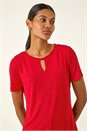 Red Hotfix Keyhole Stretch Top, Image 4 of 5