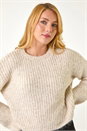Stone Dusk Fluffy Sparkly Knit Jumper, Image 4 of 5