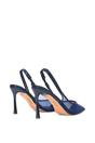 Navy XY LONDON Navy 'Caroline' Pointed Toe Mesh Slingback Court Shoe Heels, Image 3 of 5