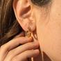 Gold Gold Plated Bamboo Everyday Huggie Earrings, Image 2 of 4