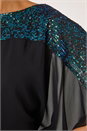 Green Sequin Yoke Contrast Chiffon Top, Image 5 of 5