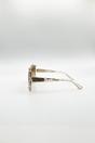 Beige SVNX Beige Round Square Side Detail Sunglasses In Champagne, Image 3 of 5
