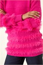 CERISE Fluffy Trim Knit Jumper, Image 5 of 5