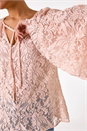 Light Pink Tie Neck Lace Detail Top, Image 5 of 5