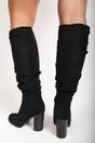 Black iKrush Black Lunara Suede Knee High Block Heel Boots, Image 4 of 8