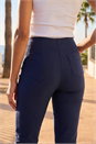 Navy  3/4 Length Stretch Elastic Waist Trouser, Image 4 of 4