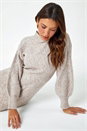 Natural Cable Knit Jumper Stretch Dress, Image 1 of 5