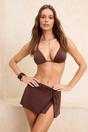 Brown Slit Detail Skirted Bikini Bottom, Image 1 of 5