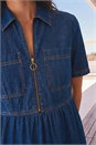 Denim Denim Zip Midi Dress, Image 4 of 4