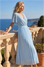 Blue Lace Detail Wrap Midi Dress, Image 1 of 4