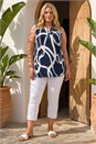 Navy  Curve Abstract Print Vest Top, Image 2 of 4