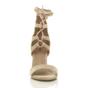 Beige High Block Heel Lace Up Ghillie Sandals, Image 5 of 7