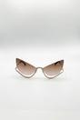 Brown SVNX Brown Butterfly Dimante Rimless Sunglasses In Brown, Image 1 of 4