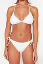 White Triangle Textured Halterneck Bikini Top, Image 4 of 5