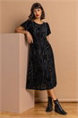 Black Zebra Print Burnout Velvet Dress, Image 1 of 5