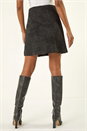 Black Pleated Box Button Skirt , Image 4 of 5