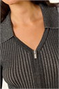 PEWTER Dusk Zip Front Collared Knit, Image 5 of 5