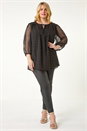 Gold Curve Tie Neck Metallic Top, Image 2 of 7