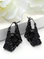Black Geometric Frame Drop Earrings, Image 3 of 3