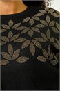 Black Curve Leaf Print Sparkly Knit Jumper, Image 5 of 5