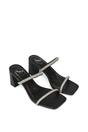 Black 'Holden' Diamante Strap Square Toe Mid Block Heel Sandal Mules, Image 4 of 5
