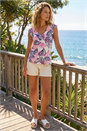 Pink Leaf Print Frill Stretch Top, Image 2 of 4