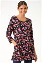 PINK Floral Print Stretch Tunic Top, Image 4 of 5
