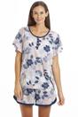 Navy Floral Leaf Print Jersey Short Pyjama Set, Image 1 of 5