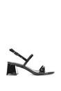 Black XY LONDON Black 'Izzy' Strappy Slingback Peep Toe Mid Block Heel Sandals, Image 1 of 5