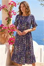 Navy  Petite Abstract Spot Midi Dress , Image 2 of 4