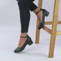 Green AJVANI Green Low Block Heel Ankle Strap Court Shoes, Image 5 of 6