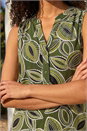 Khaki Textured Leaf Print Vest Top, Image 4 of 4