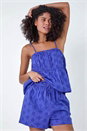 Indigo Dusk Cotton Broderie Anglaise Shorts, Image 1 of 5