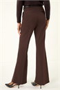 Dark Brown Short Bootcut Stretch Trousers, Image 3 of 6