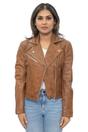 Tan Womens Leather Biker Jacket-Matlock, Image 1 of 4