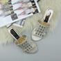 Gold Low Wedge Heel Diamante Sandals Mules, Image 4 of 6