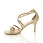 Gold High Heel Crossed Straps Buckle Sandals, Image 3 of 6