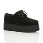 Black Double Platform Brothel Creepers Lace Up Shoes, Image 1 of 6