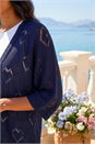 Navy  Pointelle Heart Knit Cardigan, Image 4 of 4