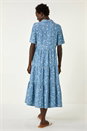 Denim Floral Print Denim Smock Dress, Image 3 of 5
