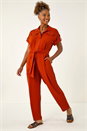Rust Utility Buttoned Jumpsuit, Image 1 of 5