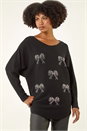 Black Sequin Bow Knit Jumper, Image 1 of 5