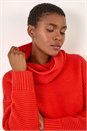 Red Textured Cowl Neck Jumper, Image 1 of 7