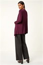 Burgundy Waterfall Stretch Cardigan, Image 3 of 5